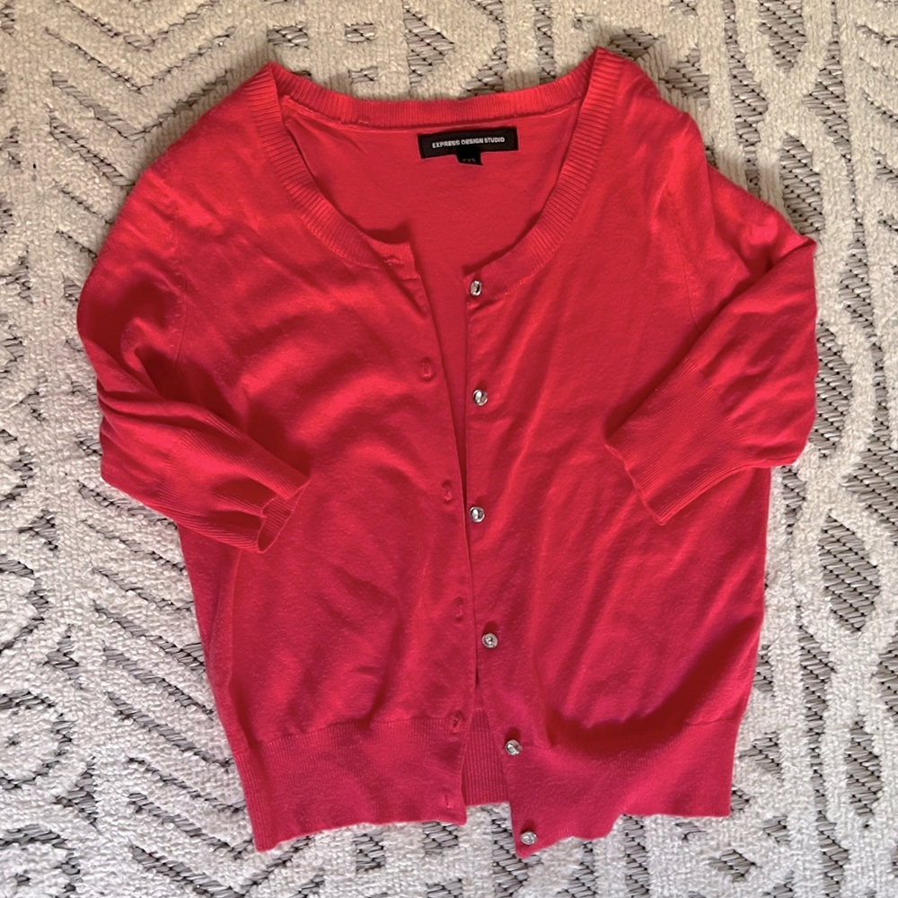 Express Pink Cropped Cardigan Sweater Size XXS